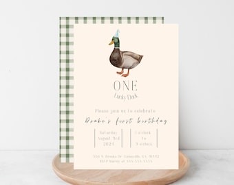 ONE Lucky Duck | First Birthday Invite Template