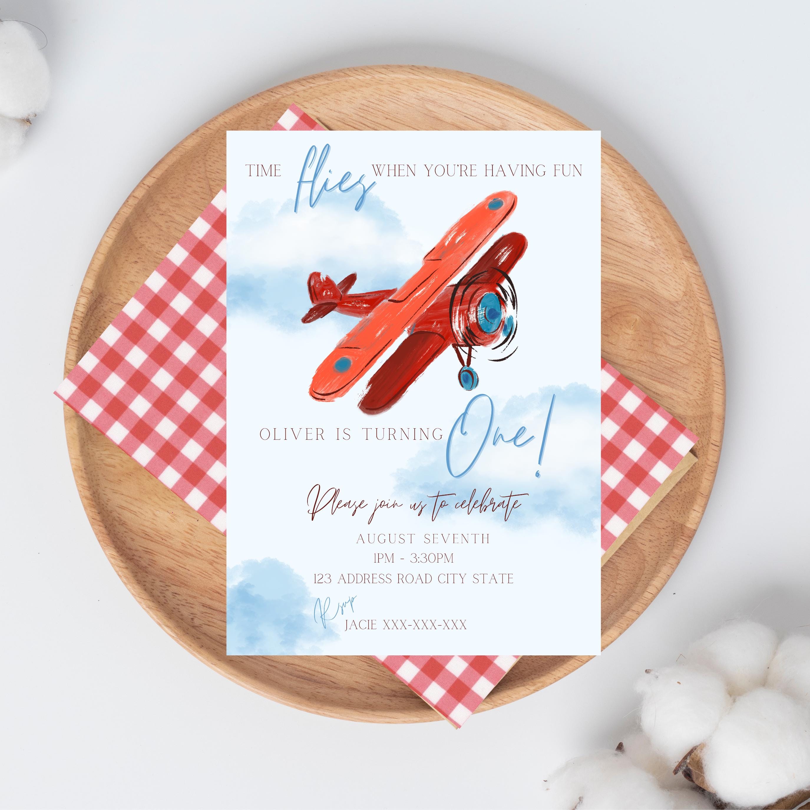 Time Flies | First Birthday Invite Template