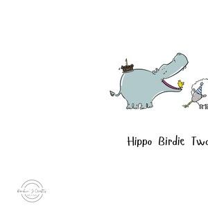 Hippo Birdie Two Ewe Greeting Card | Printable Birthday Card - Etsy