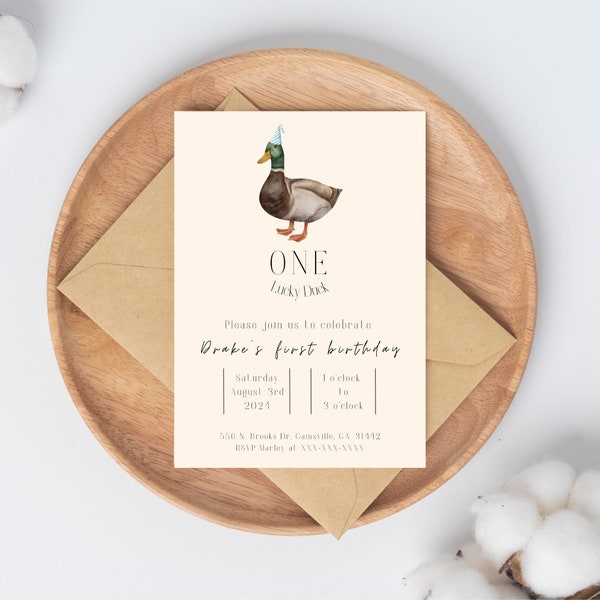 ONE Lucky Duck | Birthday Invite Template