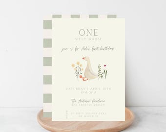 One Silly Goose | First Birthday Invite Template