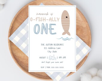O-FISH-Ally One | First Birthday Invite Template