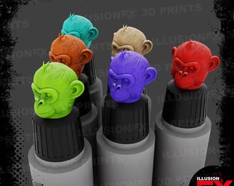 Simpatica testa di gorilla - Tappo a pressione per flacone di vernice, campioni di colore, vernice rapida Army Painter, lavaggio, colore effetto 17ml 18ml