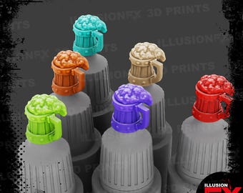 Boccale da birra Grog - Flacone contagocce stampato in 3D Micro CAPS per Army Painter 17ml 18ml SpeedPaint 1.0 e 2.0 Warpaints Fanatic - Grigio chiaro