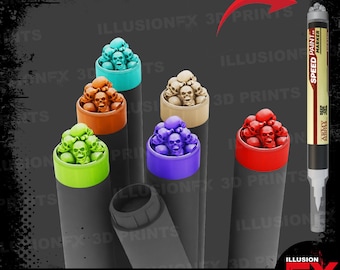 Pila di teschi umani - Tappi terminali per penna stampati in 3D, compatibili con i pennarelli SpeedPaint da 6 ml di Army Painter e Deep Cut Studios - Grigio chiaro