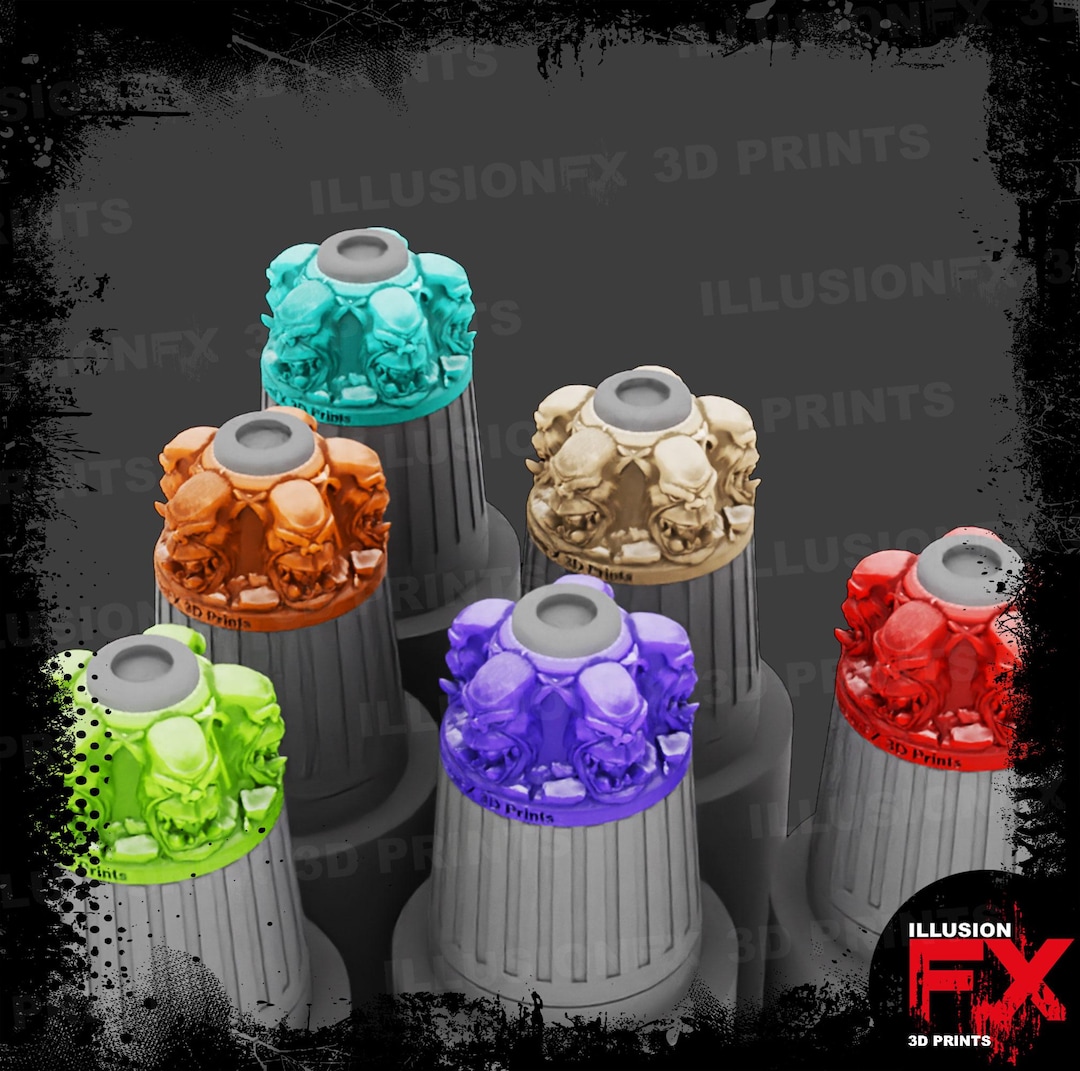 Ork Orc Heads - 3D Printed Dropper Bottle CAP Rings 17ml 18ml, Fit Army ...