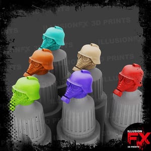 Casco Death Korps - Frasco gotero impreso en 3D con microtapones para Army Painter de 17 ml y 18 ml SpeedPaint 1.0 y 2.0 Warpaints Fanatic - Gris claro