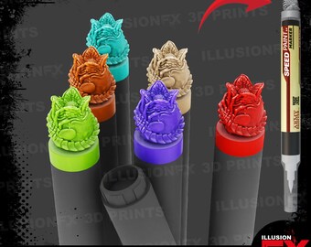Alien Egg - Tappi terminali per penna stampati in 3D, adatti ai pennarelli per vernice SpeedPaint Marker da 6 ml di Army Painter e Deep Cut Studios - Grigio chiaro