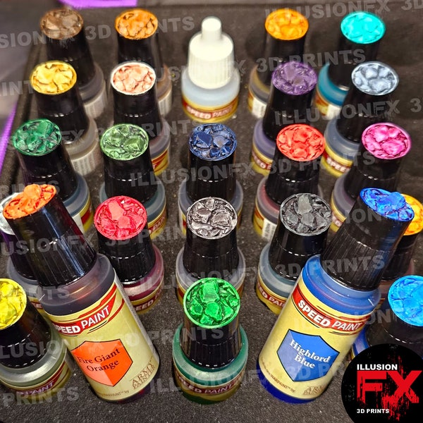 Rocks - Army Painter SpeedPaint 1.0 & 2.0 Warpaints Fanatic - 3D Printed Dropper Bottle Swatch Half Mini Caps 17ml 18ml - Light Grey Caps