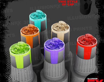 Ork Orc Head - 3D Printed Dropper Bottle Colour Swatch Half Caps - AK Quick Gen Interactive Color Punch Paint Bottles - Light Grey