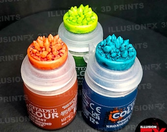 Crystals - Citadel Colour Contrast Shade Paint - 3D Printed Pot Bottle Swatch Toppers - 12ml 18ml 24ml - Light Grey