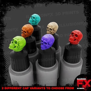Army Painter - Skull Head - 3D-geprinte druppelflesje micro-CAPS voor 17 ml 18 ml SpeedPaint 1.0 en 2.0 Warpaints Fanatic - Lt Grey Caps