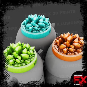 Crystals - 3D Printed Pot Bottle Swatch CAP Toppers to fit Citadel Warhammer Colour Contrast Shade Paint Pots - Light Grey