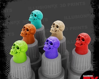 Army Painter - Skull Head - 3D Printed Dropper Bottle Super Mini CAPS 17ml 18ml, to fit SpeedPaint 1.0 & 2.0 Warpaints Fanatic - Light Grey