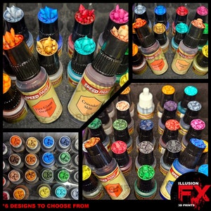 100x 3D Printed Dropper Bottle Swatch Half Mini CAPS 17ml 18ml to fit Army Painter SpeedPaint 1.0 & 2.0 Warpaints Fanatic - Lt Grey Caps