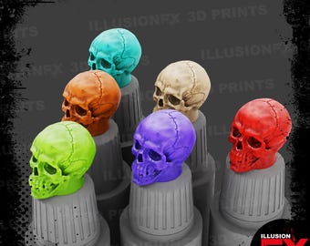 Menselijke schedel - Druksluiting voor verfflesdopjes, kleurstalen, Army Painter Speedpaint, Wash, Effectkleur 17ml 18ml