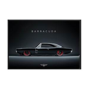 Black Custom 1970 Plymouth Barracuda – Classic Muscle Car Wall Art Print