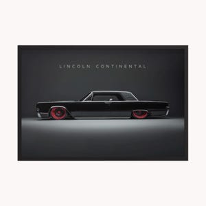 1965 Black Custom Lincoln Continental – Framed Classic Car Wall Art