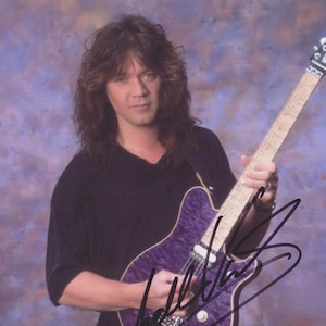FOTO autografata da Eddie Van Halen con certificato di autenticità, leggenda della chitarra autografata