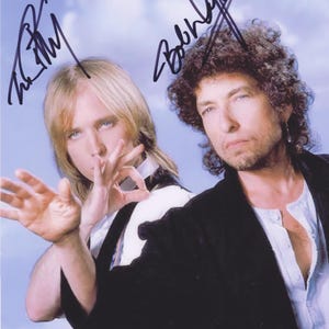 2X Signed Bob DYLAN & Tom PETTY Autographed Photo w/ COA - Traveling Wilburys