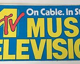 ViNtAgE MTV Music Television STICKER - On Cable. In Stereo Rock Band DECAL