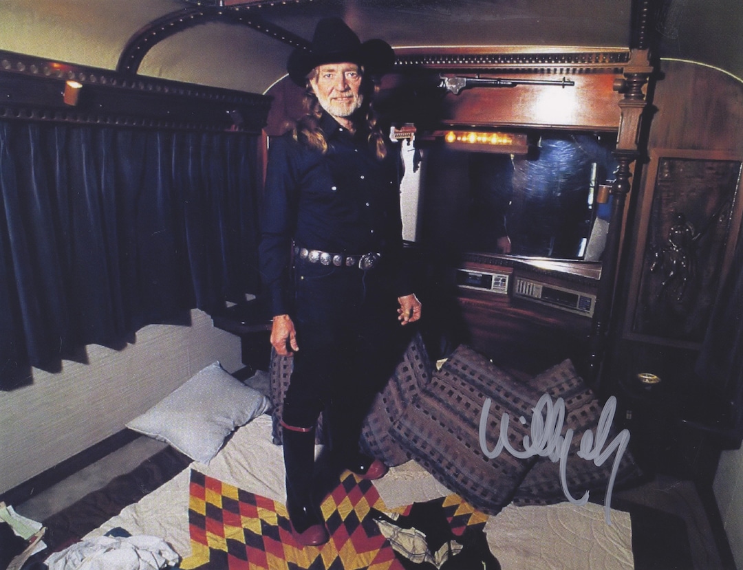 Signed WILLIE NELSON Autographed Photo Tour Bus With COA Etsy