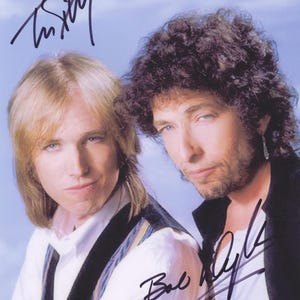 2X Signed Bob DYLAN & Tom PETTY Autographed Photo w/ COA - Traveling Wilburys