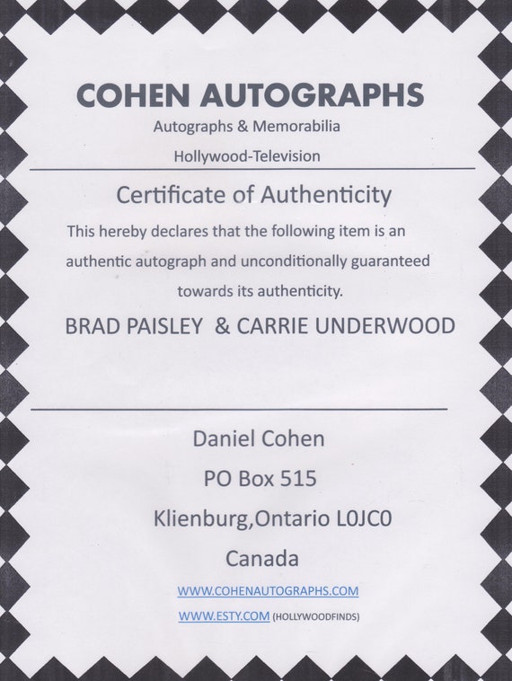 キャリー・アンダーウッド直筆サイン入り超大型写真… サイン入りキャリー・アンダーウッド＆ブラッド・ペイズリー直筆サイン