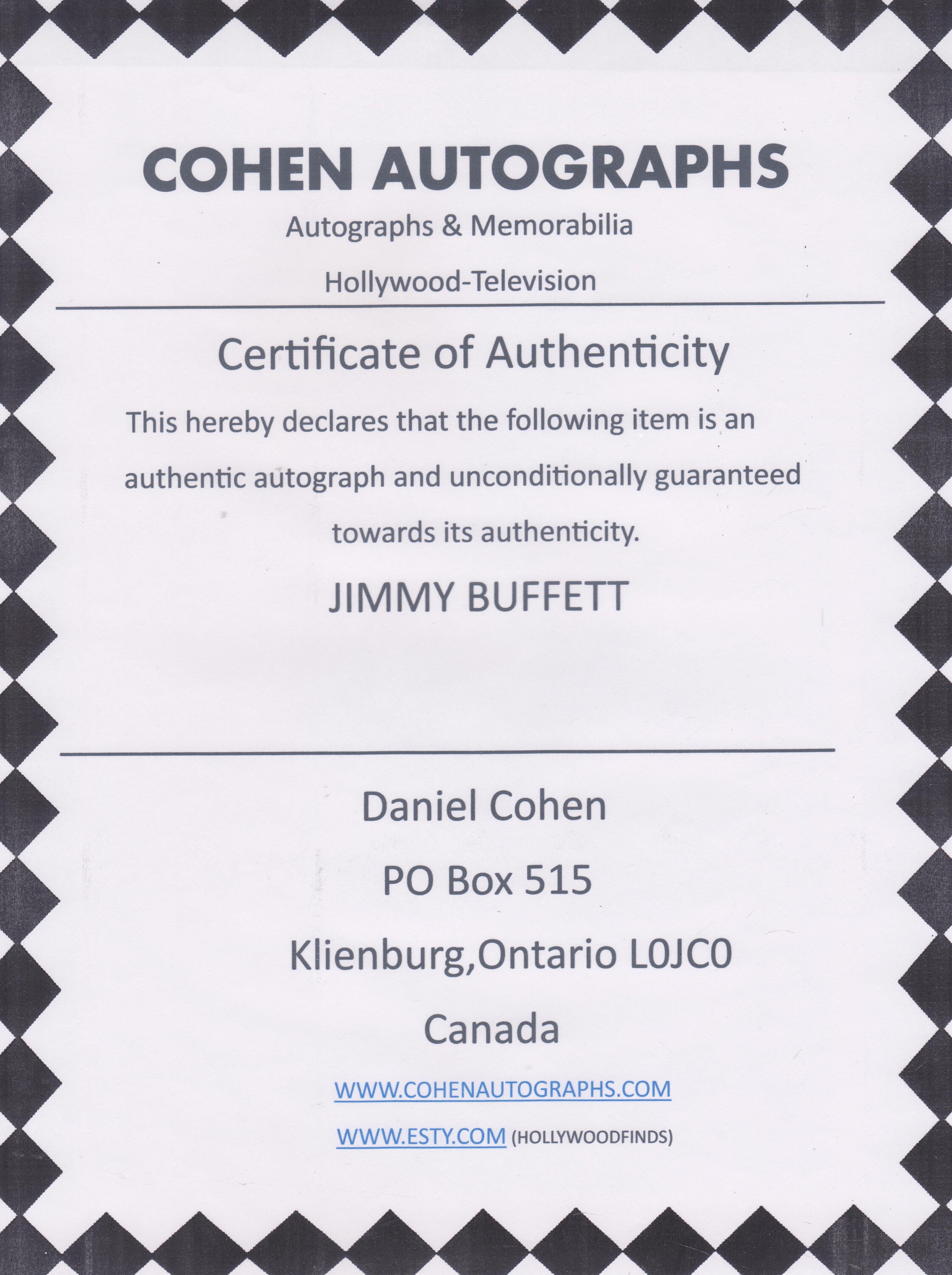 JIMMY BUFFETT signed autographed photo smiling COA Hologram main image 1