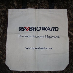 BROWARD MARINE Canvas Beach Bag Broward Yachts Ft. Lauderdale FLORIDA