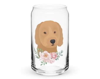 Goldendoodle Glas für Doodle Mom Geschenk Hund mit rosa Blumen Kundenspezifisches Geschenk für Muttertag für Golden Doodle Mom Cup