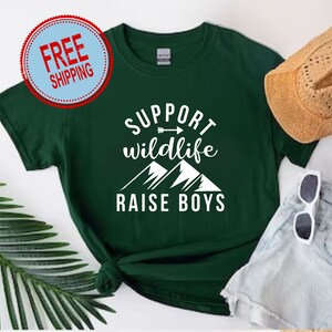 Support Wildlife Raise Boys - Mom Boy Mom Sons - Gildan 5000 Unisex Jersey Short Sleeve Tee
