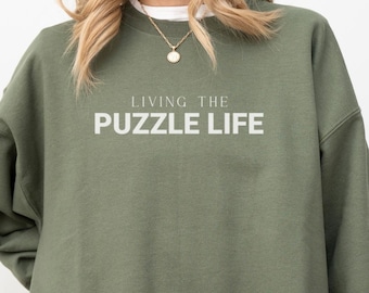 Sudadera para amantes de los rompecabezas, regalo para rompecabezas, competición de rompecabezas de velocidad, suéter para amantes de los rompecabezas, idea de regalo navideño para mamás, cuello redondo