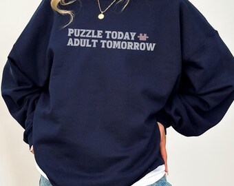 Puzzle Sweatshirt Jigsaw Puzzle Lover Gift Idea Crewneck Puzzle Piece Speed Puzzling Competition Apparel Team Matching Cute Sweater Women