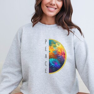 Peace Flower Sweatshirt Liebe Natur Geschenk Helle Blumen Boho Modern Sweater Hippie Retro Shirt Wild Free Spirit