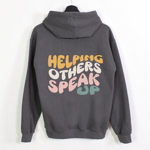 Sudadera con capucha para patólogo del habla y lenguaje con palabras en la espalda, sudadera con capucha SLP, sudadera para terapeuta del habla, regalo para estudiante graduado de SLP, citas de SLP