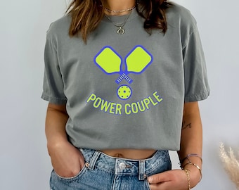 Pickleball Addict T-Shirt Unisex Pickleball Team Shirt Matching Pickleball League Athletic Pickleball Lover Court Racket Tee Power Couple