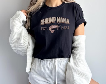 Pet Shrimp Mama Tshirt Shrimp Lover Custom Gift Fishtank Tee Personalized Shrimp Owner Gift for Wife Aquarium Shirt College Font