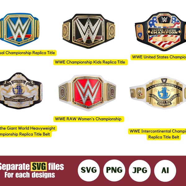 Championnat de ceinture WWE SVG, Ceinture svg, Ceinture poids lourd, Clipart, Ceinture WWE Svg, Png, Jpg, Ai Designs