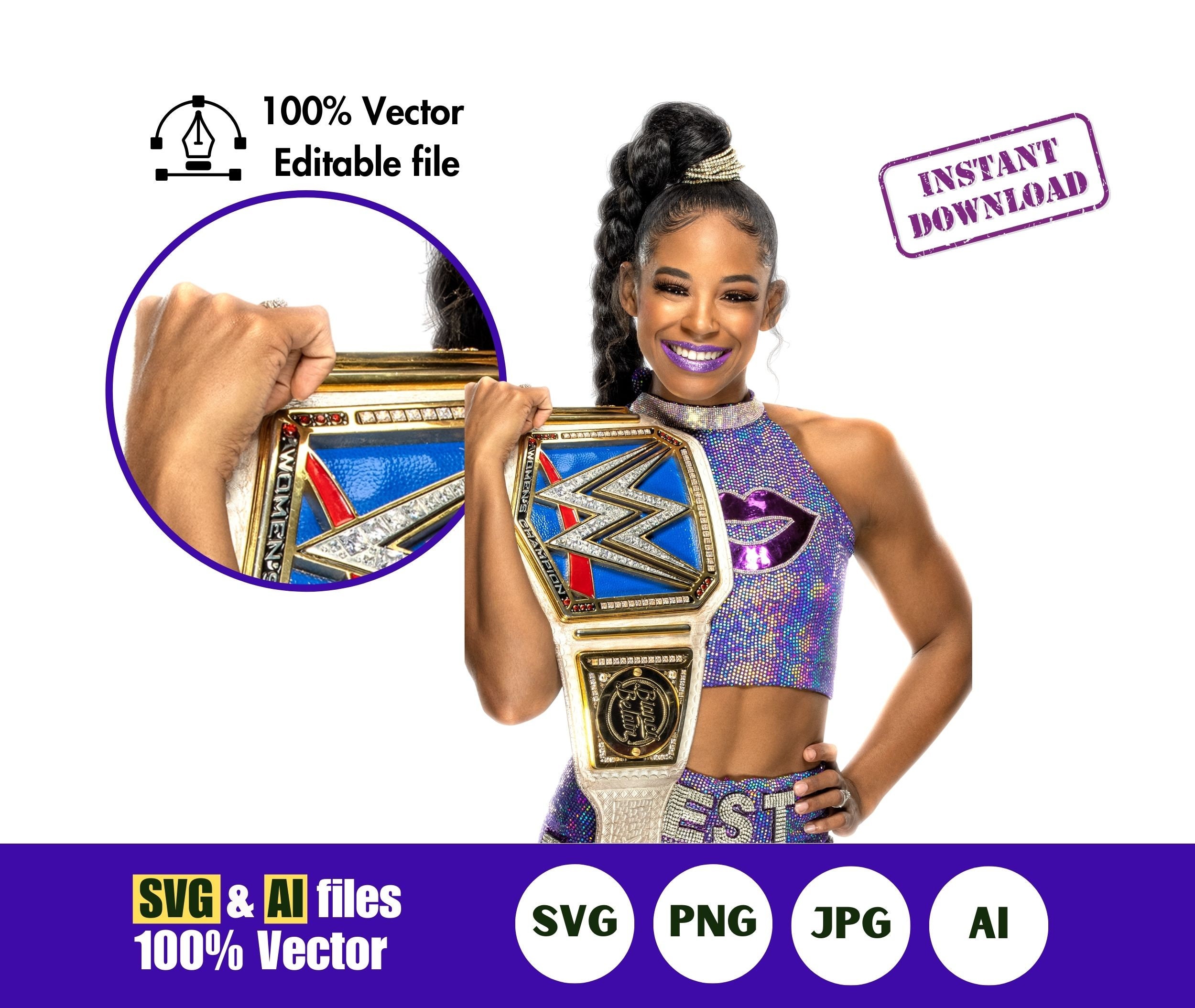 WWE Bianca Belair SVG, Instant Download, Digital Files, Png, Psd, Ai - Etsy