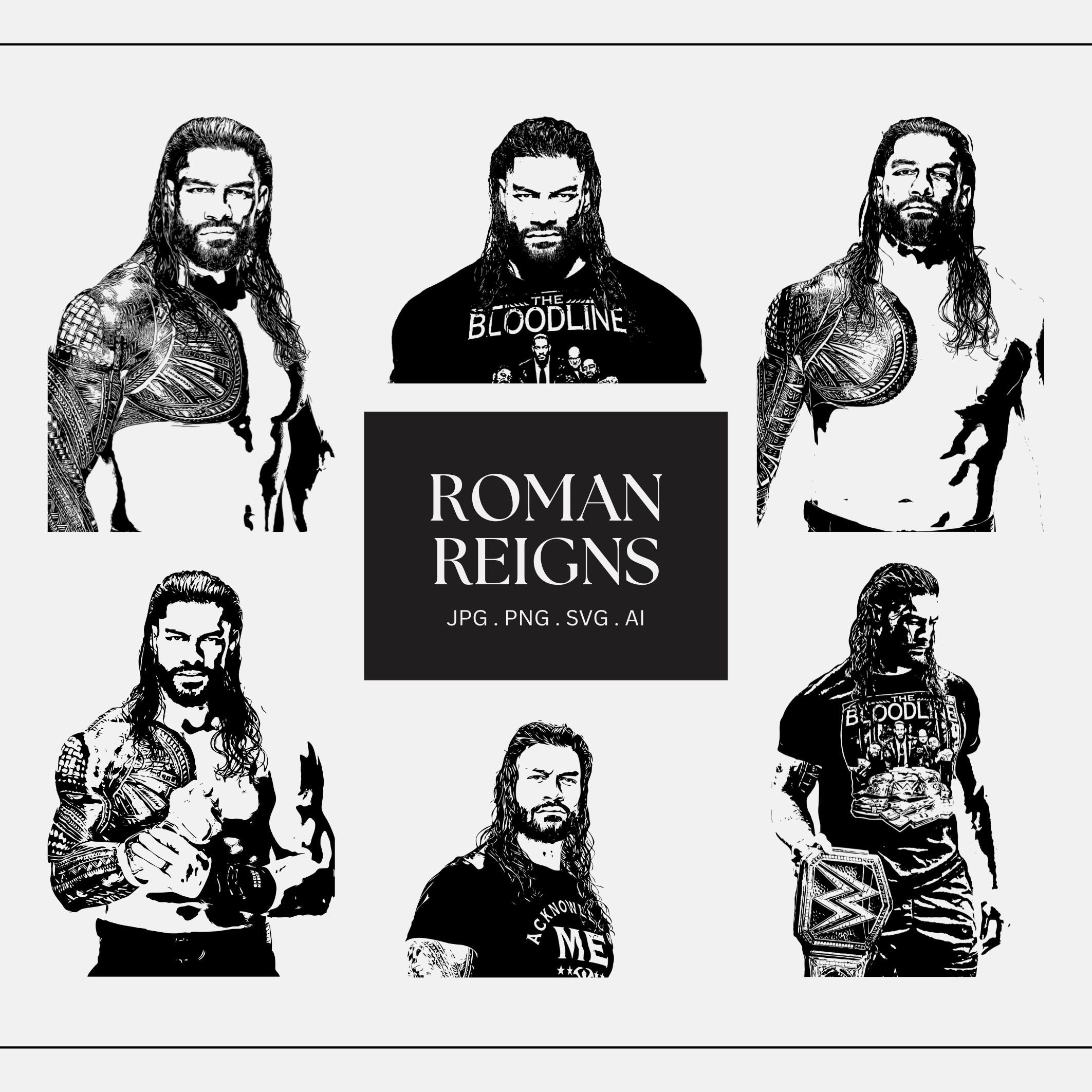 WWE Roman Reigns, Instant Download, Digital Files, Png, Pdf, Psd, Ai