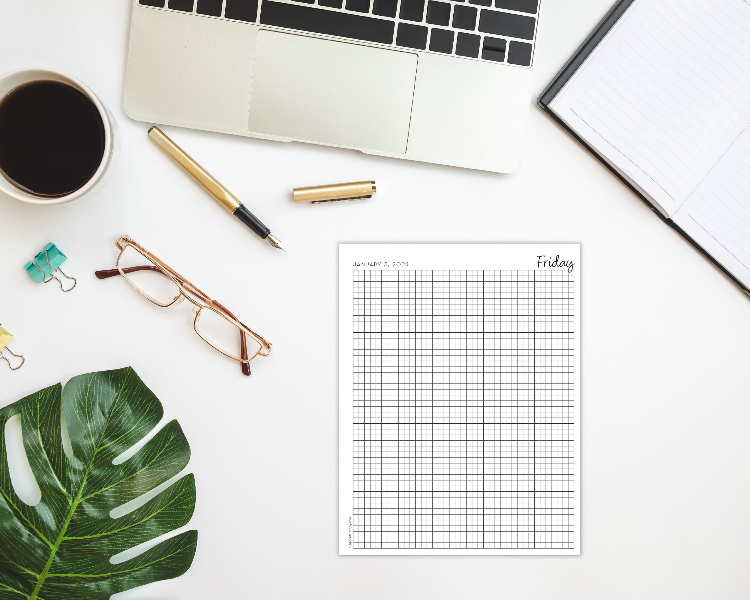 Daily Plan Grid 2024 Daily Planner Printable PDF With Grid Design Instant Download ...