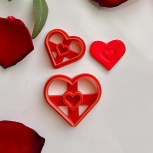 Heart in Heart Clay Cutter | Valentine&#39;s Day Polymer Clay Cutters | Love Cutters | Jewellery Tools
