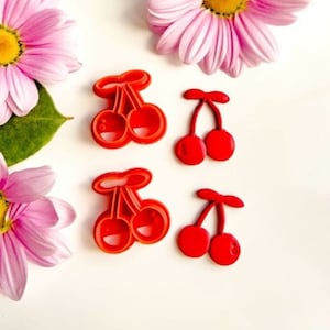 Summer Cherry Clay Cutter | Fruit Polymer Clay Cutters | Cherries Cutters | Fruits Earrings Cutter | Jewellery Tools | Embossed Cutters