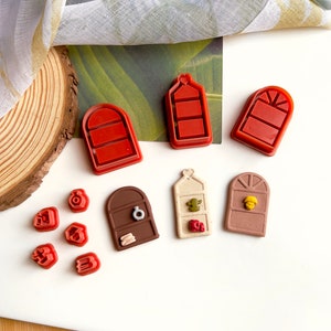 Bookshelf with Mini Decorations Set Clay Cutter | Micro Polymer Clay Cutters | Autumn Cutters | Ornaments Cutters | Bookcase Cutter Earrings