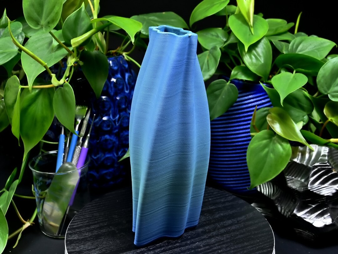 Small Wavy Vase With Ombre Bluegreen Porcelain Etsy