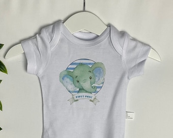 Body "Papa's Princess", body "Papa's Prince", baby body, children's body, gift for birth or baptism, sweet elephant motif, printed body