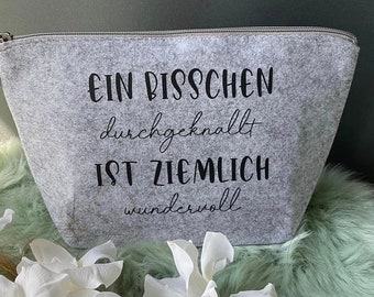 Felt cosmetic bag, felt bag with print, bag for everything, personalized cosmetic bag, personal felt bag