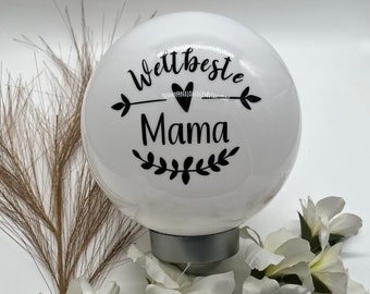 Bola solar "La mejor mamá del mundo", luz exterior, lámpara para senderos de jardín personalizada, regalo para el Día de la Madre, luz de jardín mamá abuela,