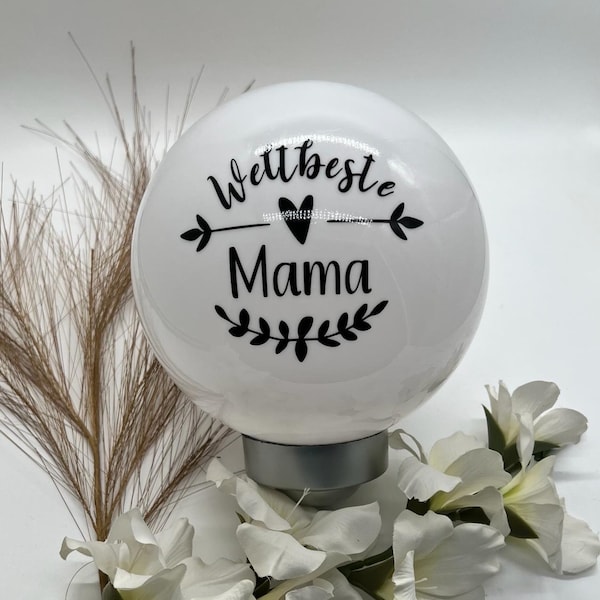 Solarkugel "Weltbeste Mama", Outdoorlicht, Leuchte für Gartenwege personalisiert.Geschenk für Muttertag, Mama Oma Gartenleuchte,